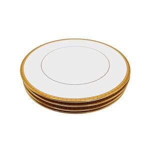 4X Charter Club Soup Bowls Grand Buffet Set of 4 Gold 9.6 Inch White Porcelain